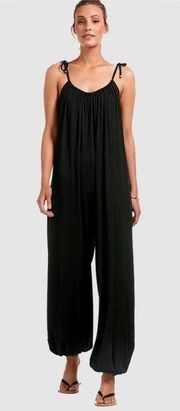 Vitamin A Balloon Rib Jumpsuit Black Pleated Tie Strap Size Small