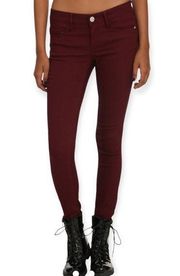 Mid Rise Burgundy Skinny Jeans Size 5 Junior