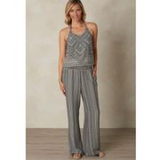 Prana Bijou Black & White Halter High Neck Wide Leg Jumpsuit XS