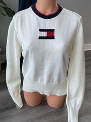 Tommy Hilfiger Women’s Logo Sweater White L Long Sleeve E6