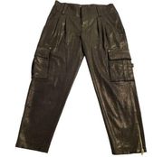 Alice + Olivia Metallic Cropped Pants Size 0 Made in New York City