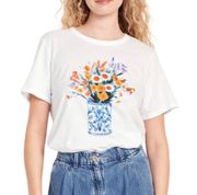 New  Flower Vase Graphic Print T-Shirt Short Sleeve Crewneck Size Small