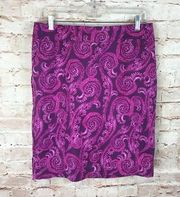 Merona Target skirt SZ 8 pencil purple paisley