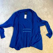 NWT beautiful blue Lane Bryant draped wool/acrylic sweater cardigan size 18