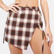 Poster Girl Plaid Wrap Mini Skirt