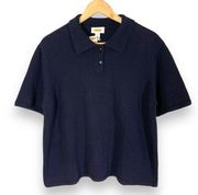 NWT Deadstock Vintage Talbots Navy Blue Knit Polo Shirt