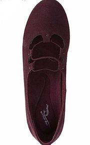 Effie Ballet Flats Burgundy Maroon Wine Corset Lace-Up Edgy Comfort