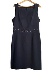 DAVID MEISTER Size 14 Navy Blue Cotton Picque Dress