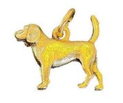 3D goldtone solid sculptural beagle puppy dog charm