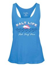 Salt Life NWOT  Azure Blue SUNSET JUMPERS RacerBack Tank Top LARGE