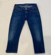 COH Dark Blue Wash Denim Cropped Capri Jeans Women’s EUC Sz 27 Cotton Stretch