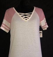 White & Pink Shortsleeve Shirt