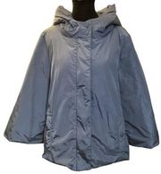 NWT a.n.a. Puffer Swing Coat hooded blue sz. Large 3/4 wide sleeves - hanging