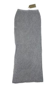 Meshki - Christa Sequin Crochet Maxi Skirt in Silver Gray