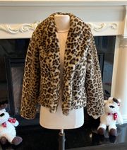 Comfy Cozy Leopard Print Plush Coat Womens XS Jacket