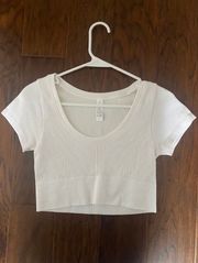 Aerie White  Rubbed Crop Top