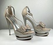 Bonnibell Silver platform heels with metallic touch size 8