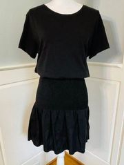 Nation LTD X Revolve Cotton Knit Smocked Waist Kacy Dress Black Medium