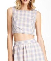 {NORDSTROM} Fifty Street Lace-Up Plaid Crop Top