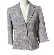 Oscar de la Renta Yellow Purple Tweed Blazer Size 12