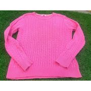 Lilly Pulitzer Pink Cable Knit Sweater Size XL Cotton Crew Neck Pullover