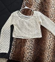 Bell Sleeved Open Knit Crochet Sweater