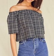 Urban renewal remade plaid off the shoulder top