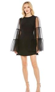 🆕Ieena for Mac Duggal NWT High Neck Flared Sleeve Mini Dress in Black (MD-42)