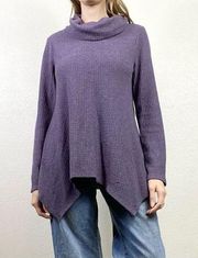 Sonoma Purple Handkerchief Hem Cowl Neck Thermal Sweater