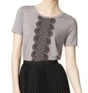 Jason Wu by Target Gray with Black Lace Print Top