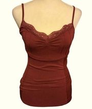 Bebe Juniors Burgundy, Stretch & Lace Camisole Size Small