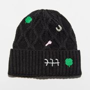 Urban Outfitters  Bella Embroidered Beanie NWT - Black