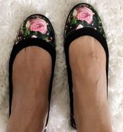 rose floral-print camouflage elasticated ballet flats size 36.5 US 6