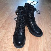 Black Croc Combat Boots Size 7.5