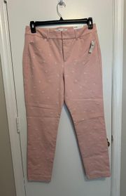 Pixie High Rise Pants Womens Size 10 Pink Daisy Floral Embroidered