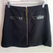 Express Black & Faux Leather Pocket Zip Up Mini Skirt