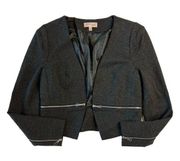 Anthropologie Philosophy Women's Small Grey Cropped Open Front Blazer