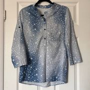 Pinstripe Star Graphic Button-Down Shirt - Size S