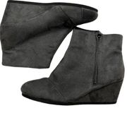 Maurices Gray Suede Wedge Booties Boots