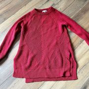 1. State Sweater Crewneck Small Red Women's Long Sleeve Pullover Knit Ribbed Top