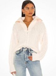 525 America  525 American Cable Knit Off White Half Zip Pullover Sweater