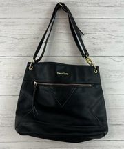 Franco Sarto Black Faux Leather Convertible Shoulder Bag