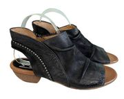 Miz Mooz Womens Black Leather Open Toe Studded Cailey Heeled Sandals Size 6 NWOT