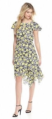 | Black + Yellow Butterfly Midi Dress