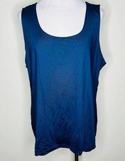 Charter Club Tank Top 2X Blue Scoop Neck Sleeveless Minimalist Popover Casual