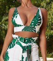 Oh Polly  tropical leaf‎ bralette top size 2