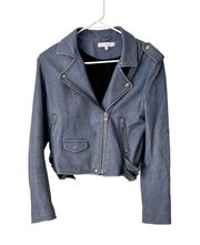 IRO Ashville Leather Moto Jacket in Lavender Blue Sz 10 US