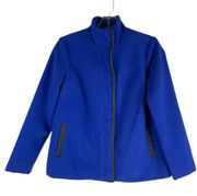 Rafaella Front Zip Coat Jacket Faux Leather Trim Royal Blue Size XSP