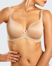 Chantelle Merci Demi Spacer Underwire Bra Tan nude Lace 30 DDDD 30F F new