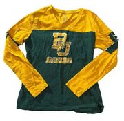 Women's Colosseum Green Baylor Bears Long Sleeve V-Neck Size Large